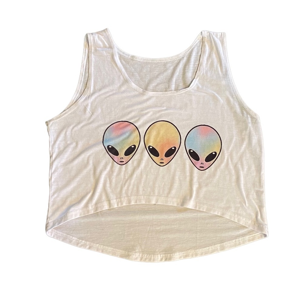 Alien Print Hi-Low Crop Top